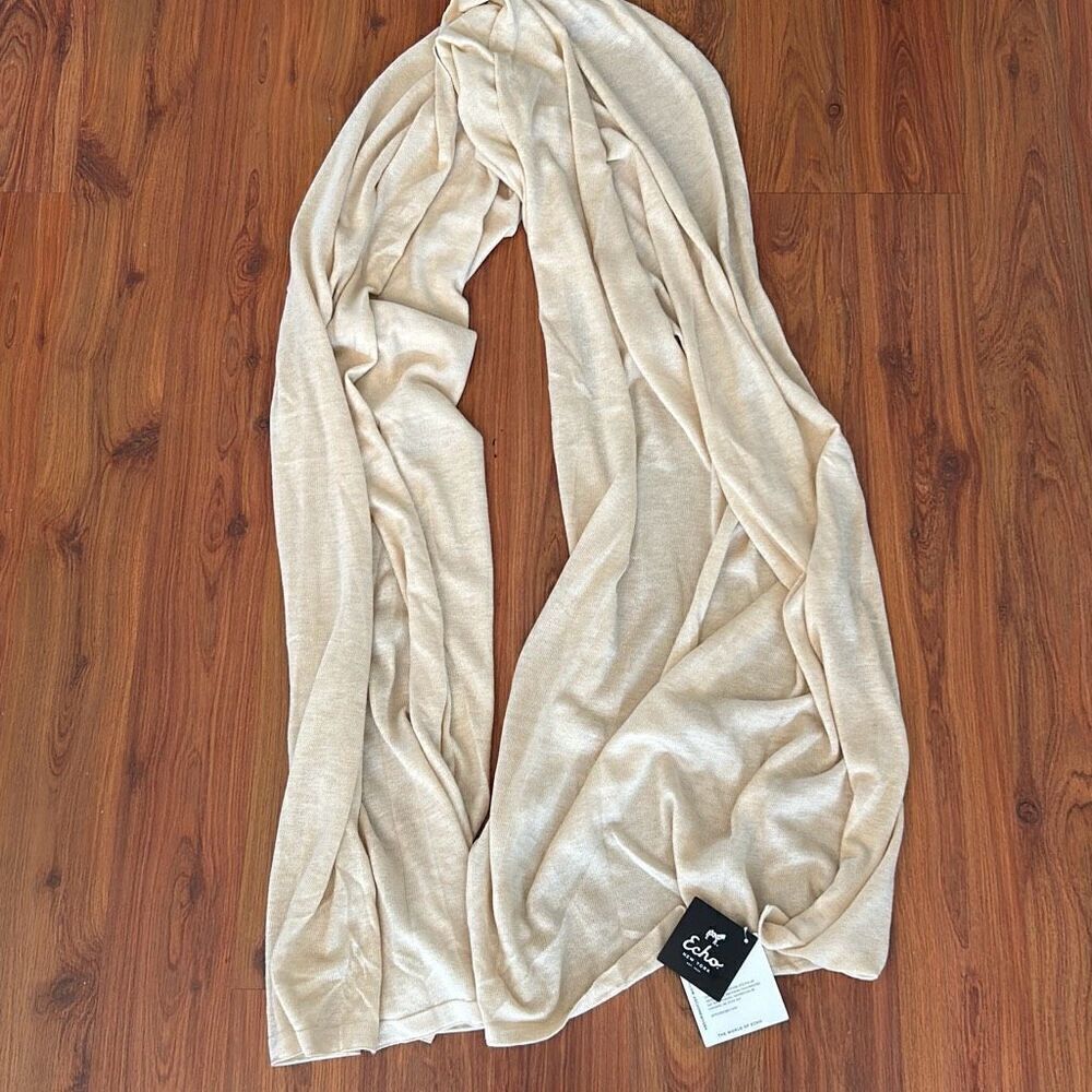 NWT ECHO New York super soft beige scarf wrap